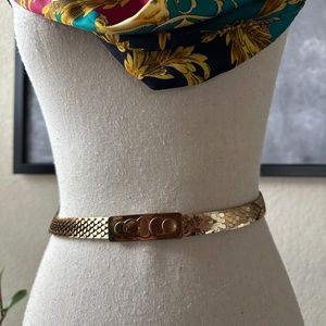Vintage Slim Gold Metal Elastic Belt Fish Scales